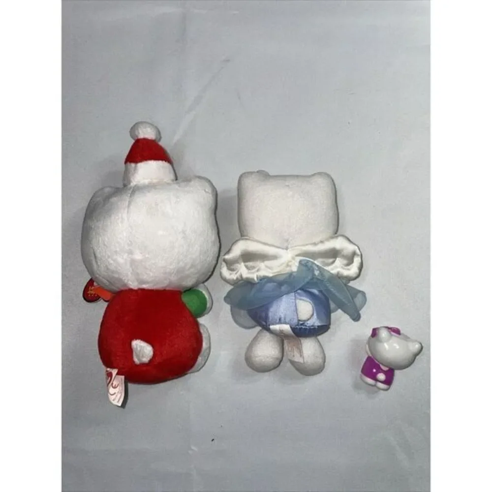 Christmas Hello Kitty Ty Beanie Baby Santa‎ Hat Bow & Wreath 2011 & 2000 Angel